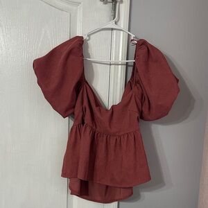 Chic Maroon Puff Sleeve Blouse